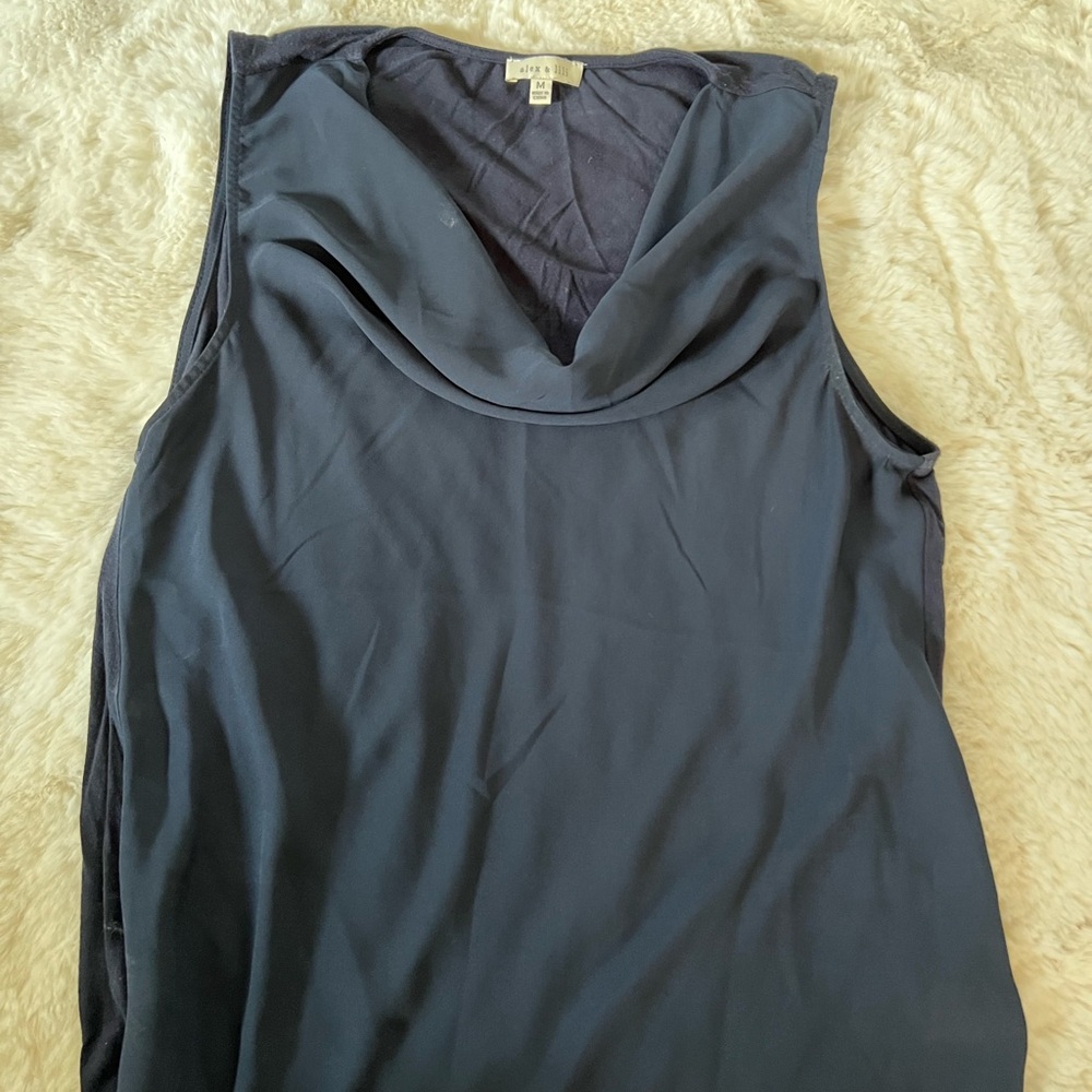 Navy blue cowl neckline tank
